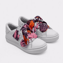 Load image into Gallery viewer, Conga leather sneakers with silk scarf shoelaces Pink

