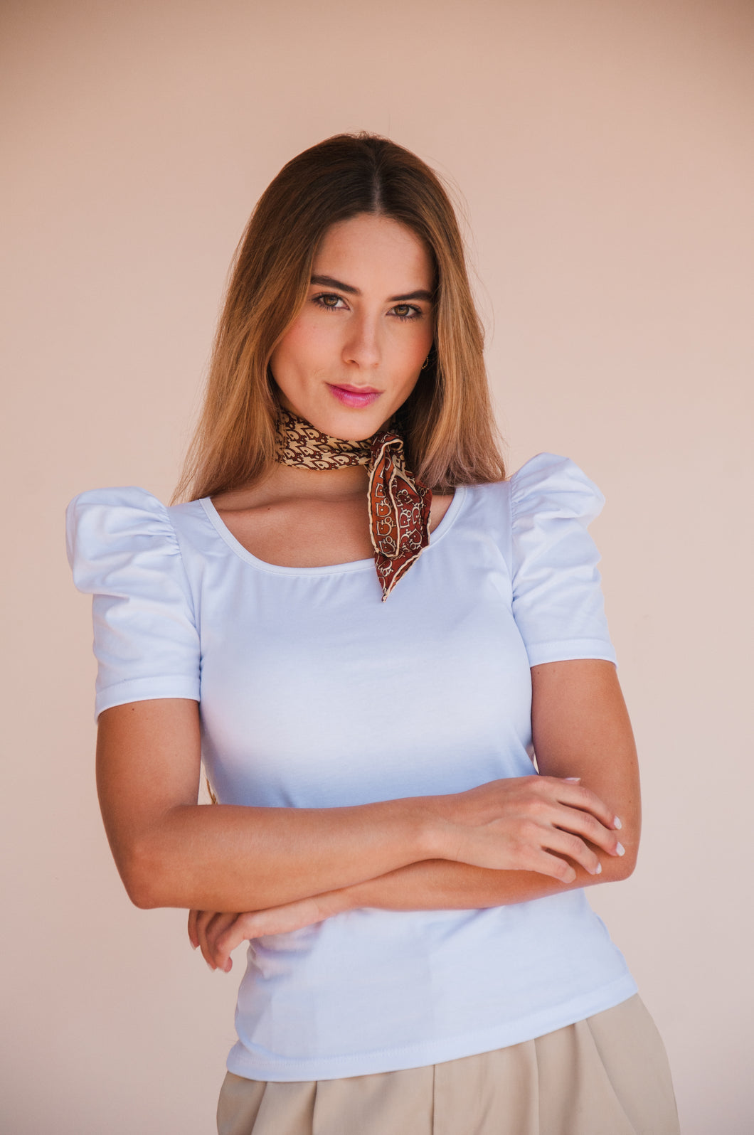 Square Neck Puff Sleeve White Top